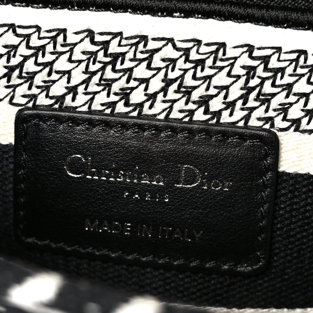 Canvas Houndstooth Embroidered Medium Lady D-Lite Black White