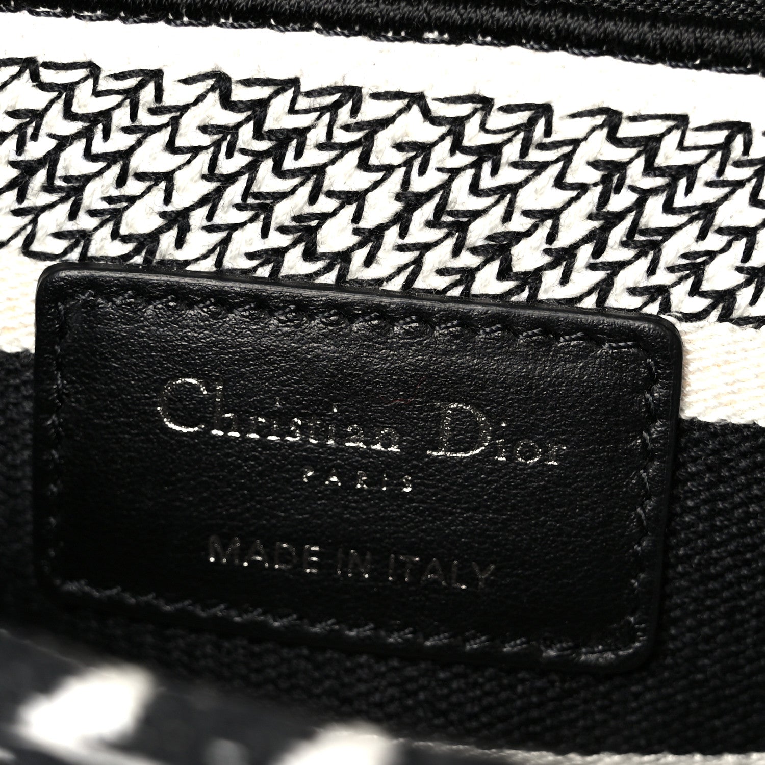 Canvas Houndstooth Embroidered Medium Lady D-Lite Black White