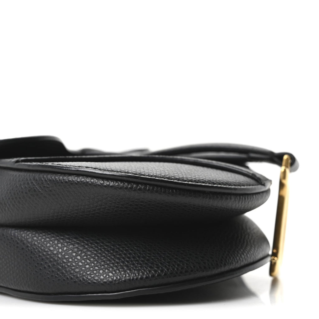 Grained Calfskin Mini Saddle Bag Black