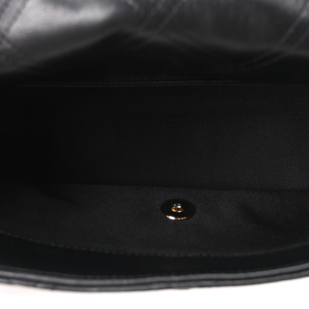 Lambskin Quilted Pearl Studded Flap Black