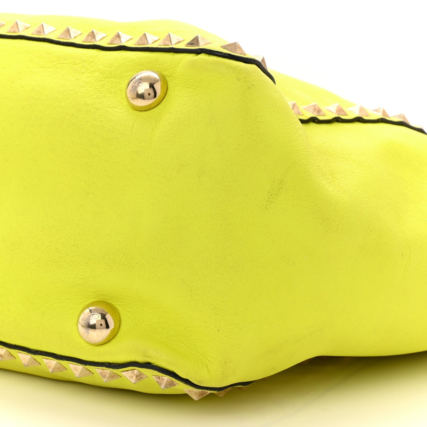 Vitello Medium Rockstud Tote Yellow Fluo