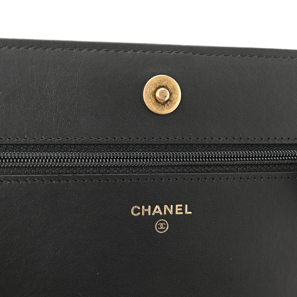 Caviar Quilted Boy Wallet On Chain WOC Black