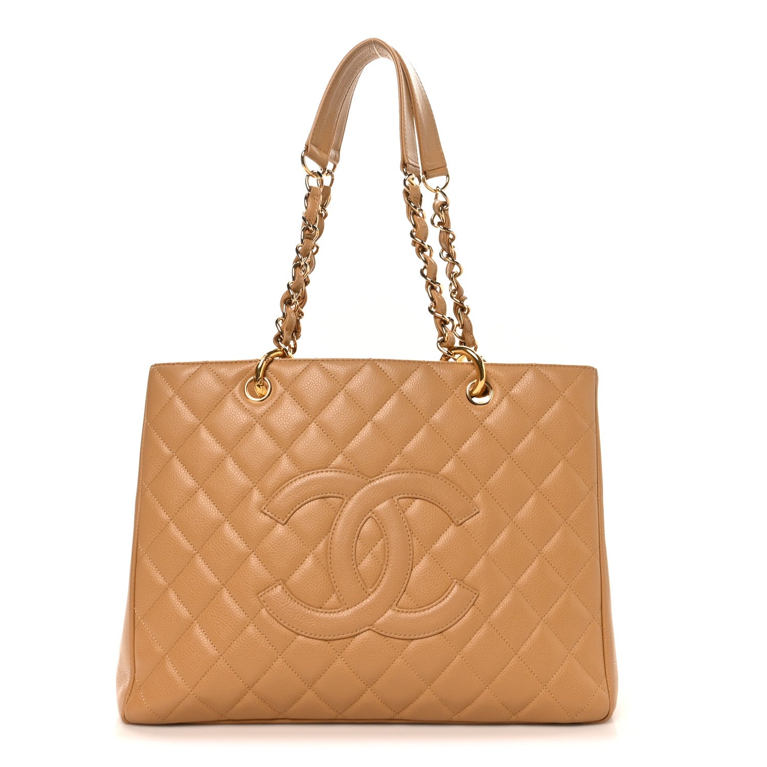 Caviar Quilted Grand Shopping Tote GST Beige