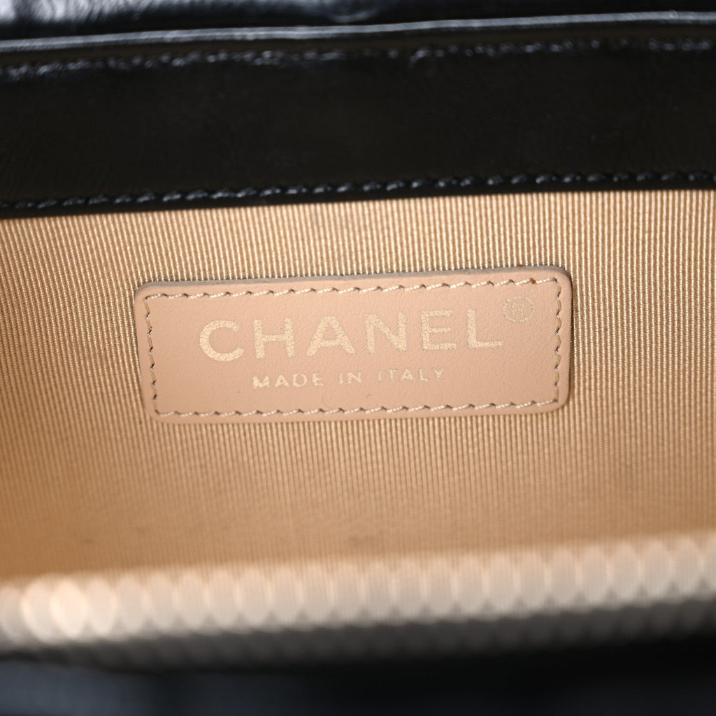 Calfskin Raffia Small Vanity Case Bag Black Beige