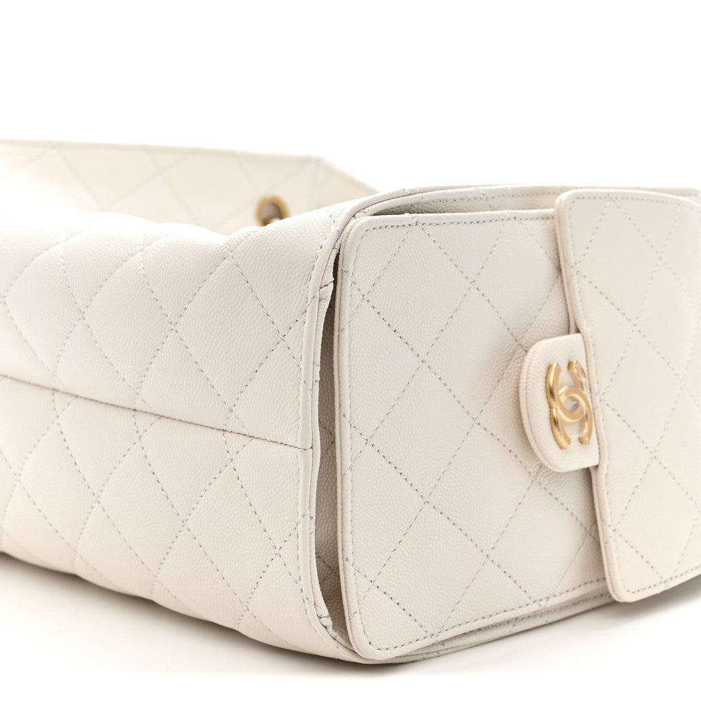 Caviar Quilted Small Chanel 25 Handbag White