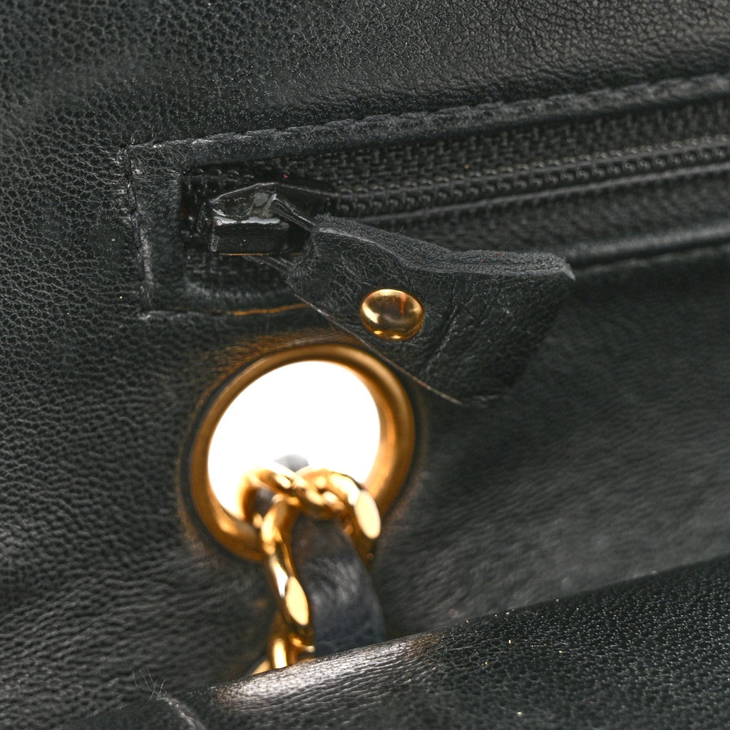 Lambskin Quilted Small Double Flap Black