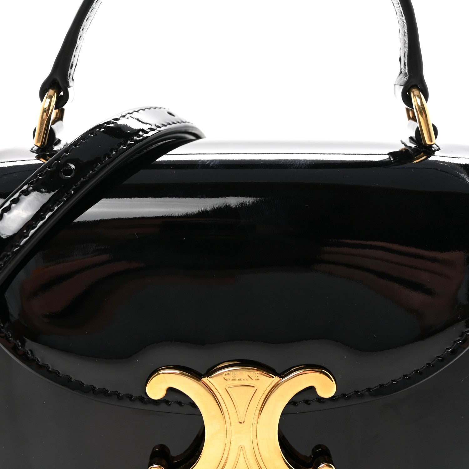 Patent Calfskin Triomphe Mini Besace Clea Black