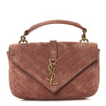 Suede Matelasse Chevron Monogram Mini College Bag Barely Pink