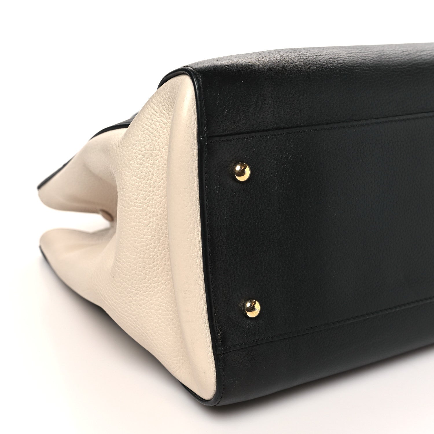 Grained Calfskin Medium Bi-Color Neo Executive Shopper Tote Black Beige