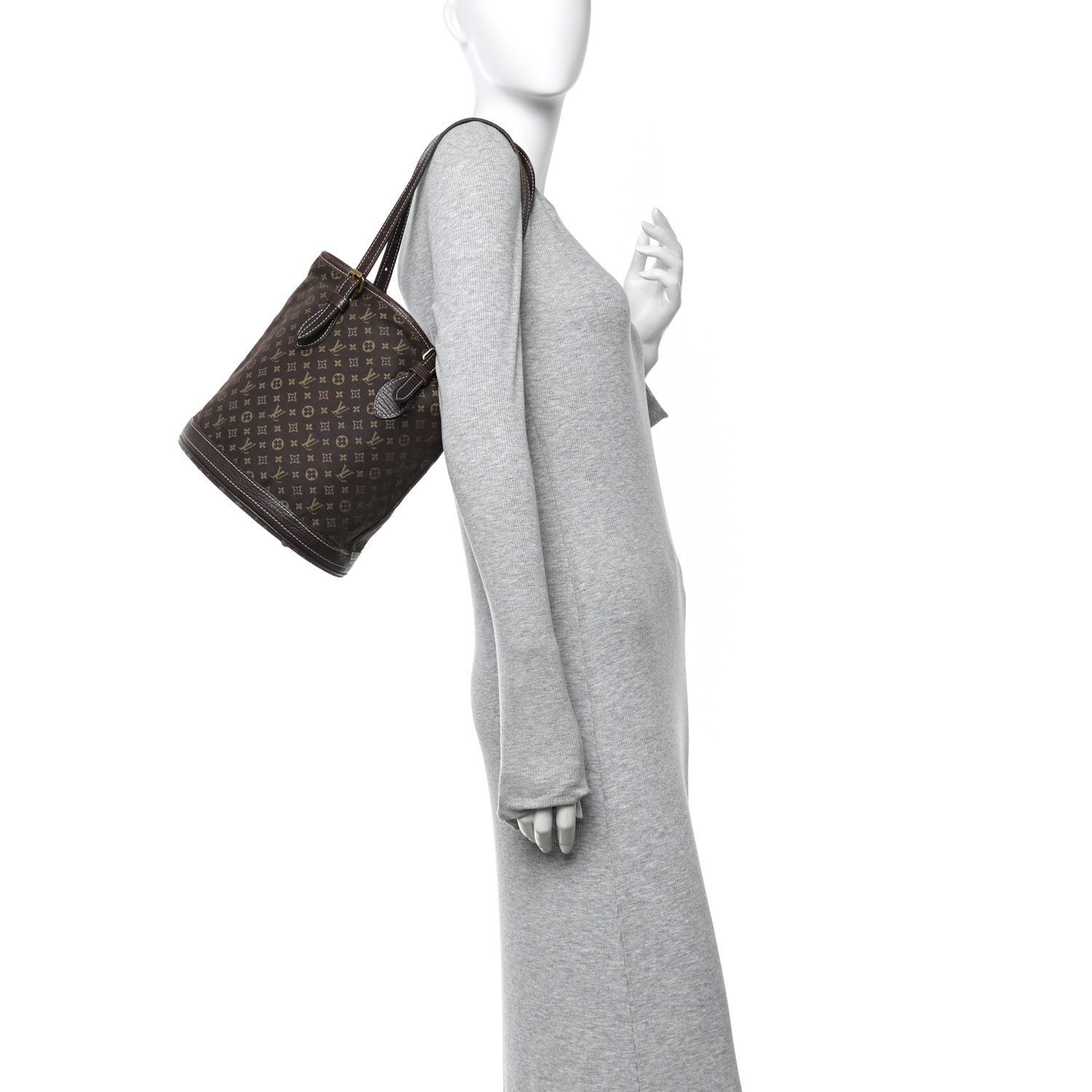 Mini Lin Monogram Bucket Bag Ebene