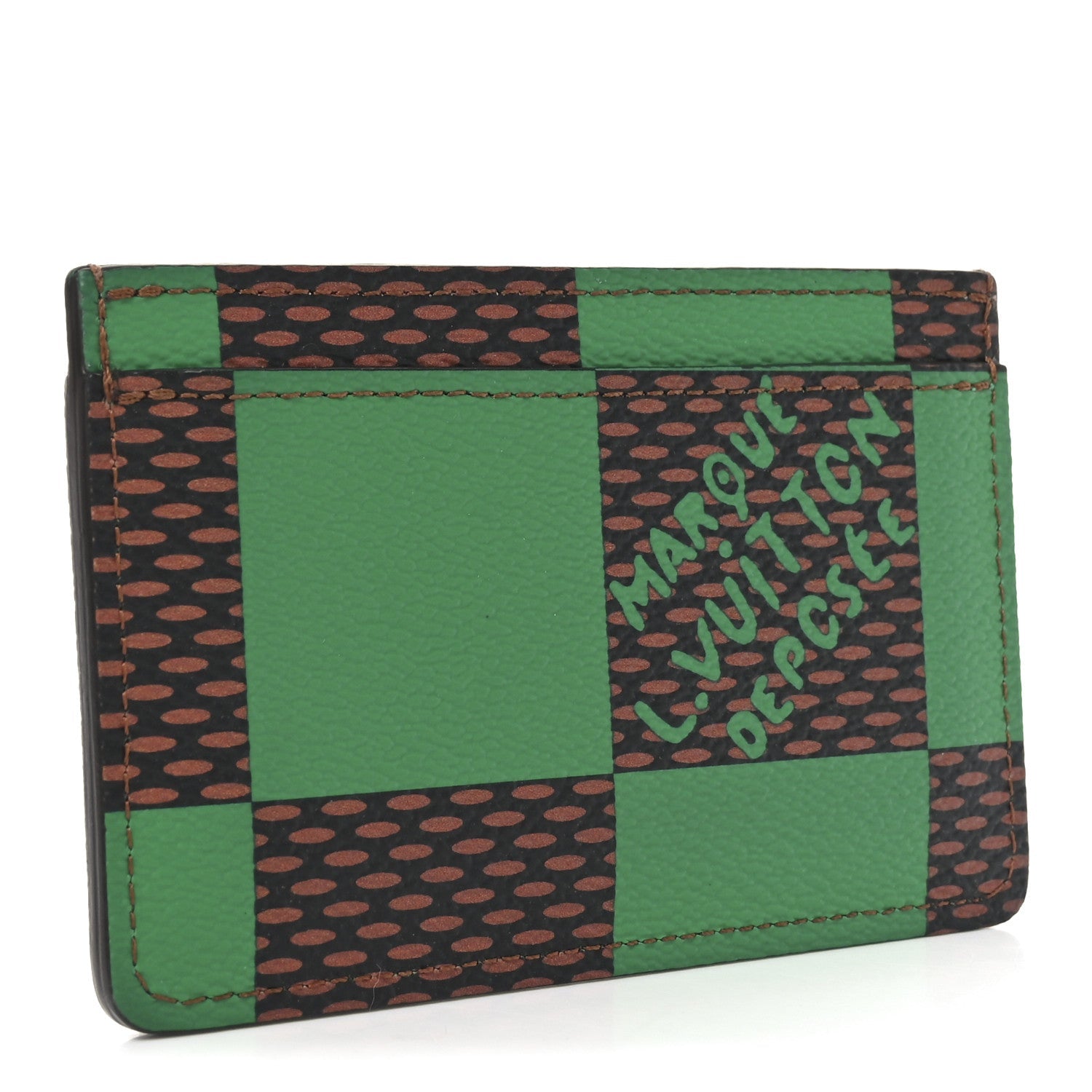 Damier Pop Porte Cartes Simple  Holder Green