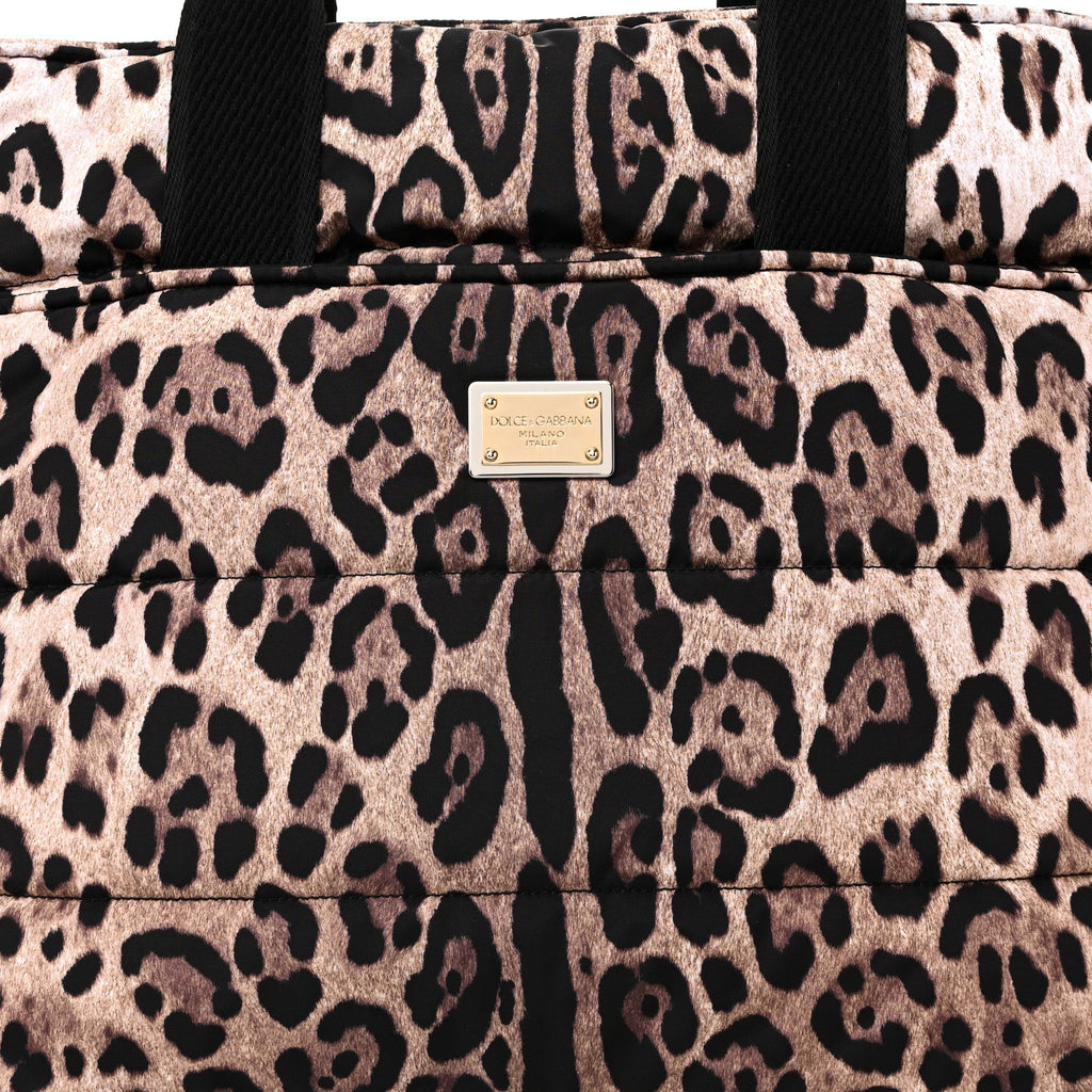 Nylon Leopard Print Changing Bag Brown