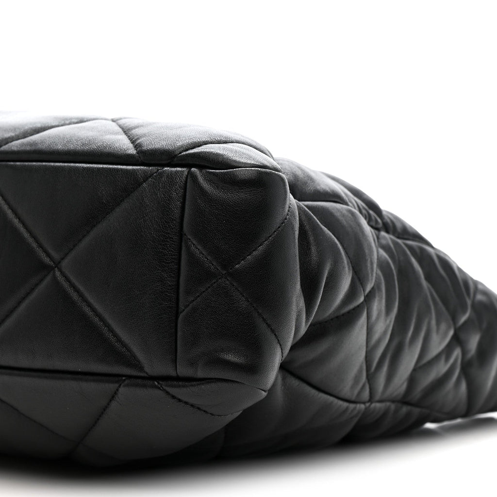 Lambskin Quilted Chanel 19 Shopping Bag Black
