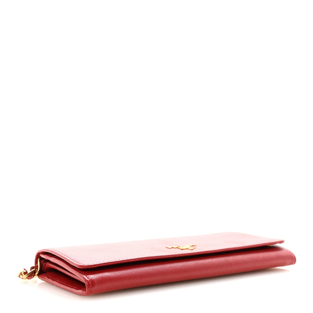 Saffiano Metal Oro Chain Wallet Fuoco