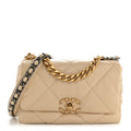 Lambskin Quilted Medium Chanel 19 Flap Beige