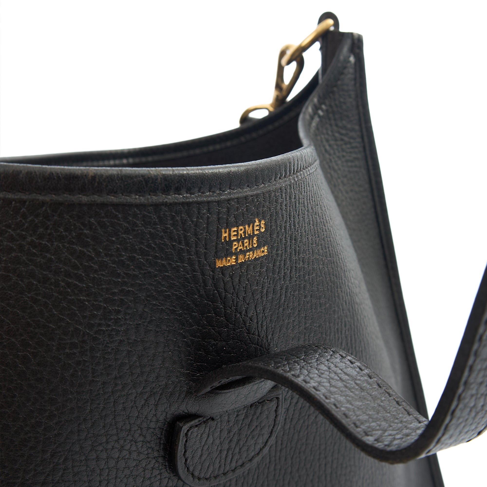 Hermes Cross Body Evelyne 33 in Black, Togo Leather