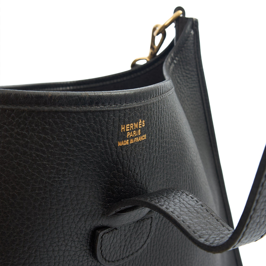 Hermes Cross Body Evelyne 33 in Black, Togo Leather