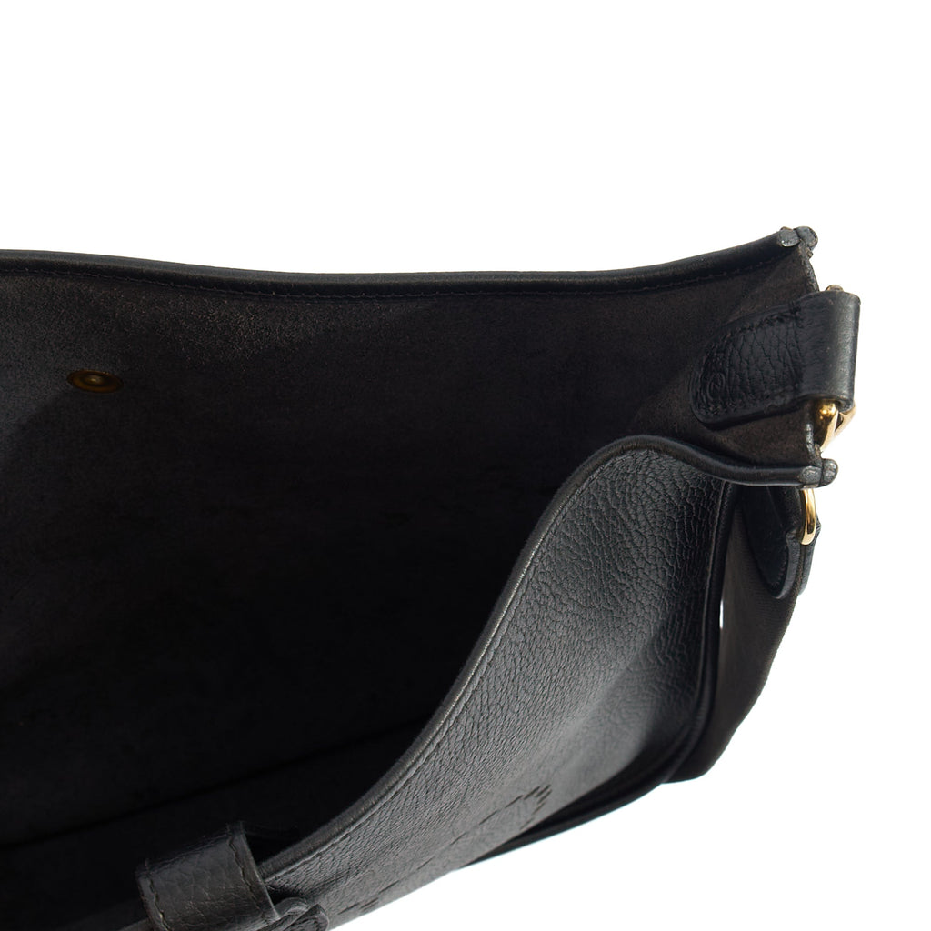 Hermes Cross Body Evelyne 33 in Black, Togo Leather