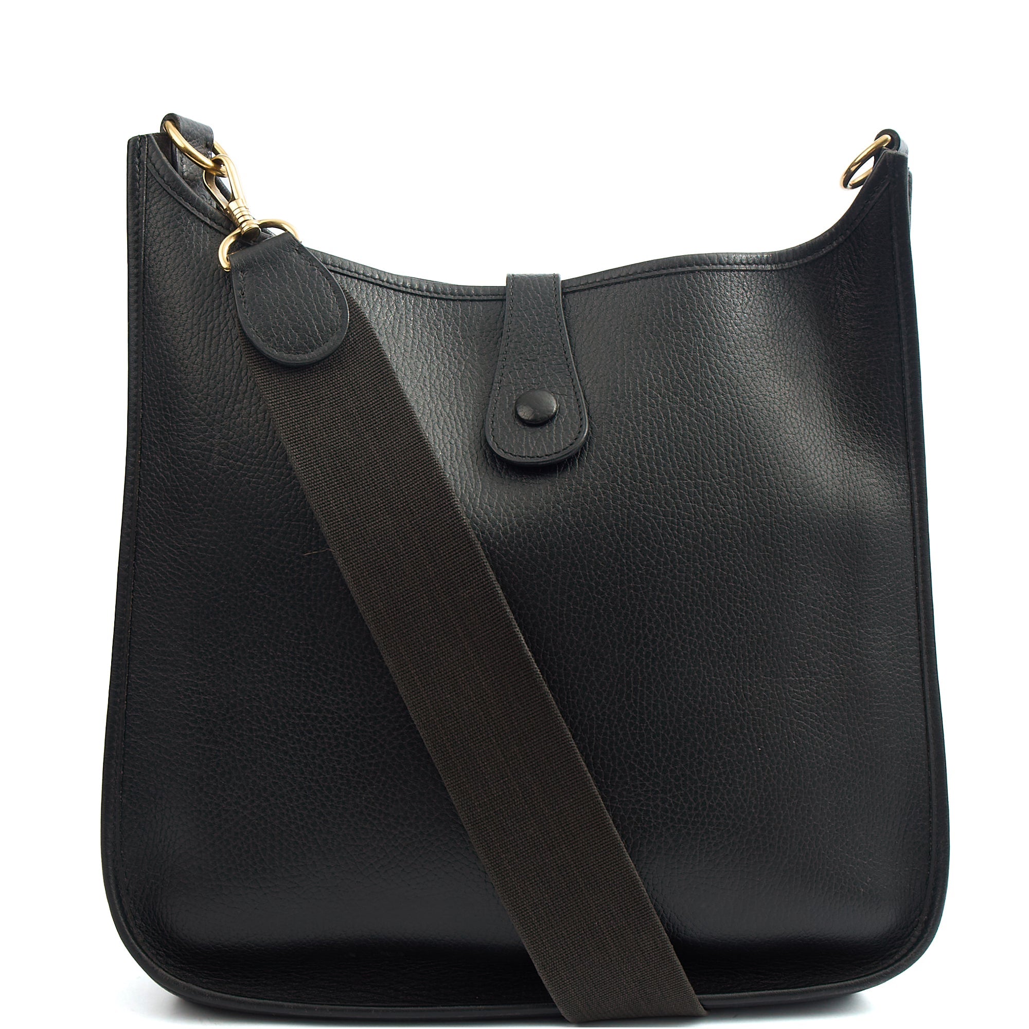 Hermes Cross Body Evelyne 33 in Black, Togo Leather