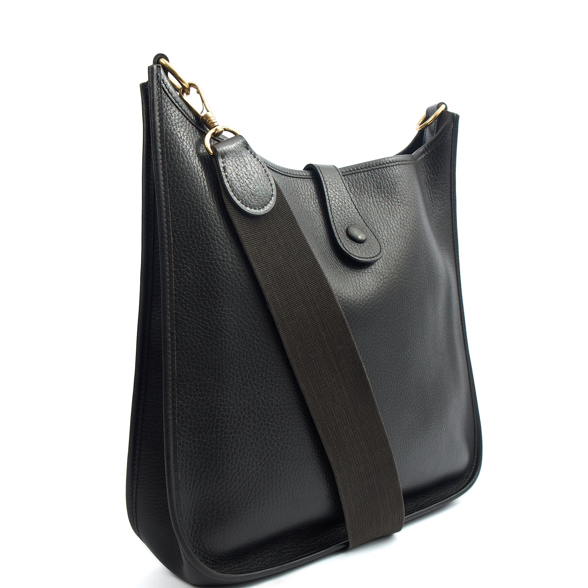 Hermes Cross Body Evelyne 33 in Black, Togo Leather