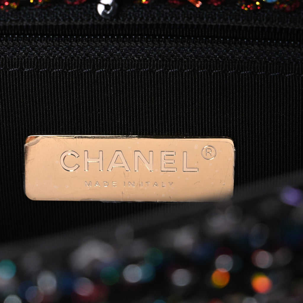 Tweed Sequin Quilted Medium Chanel 19 Flap Black Multicolor