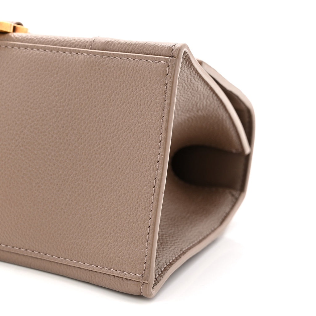 Grained Calfskin Small Hourglass Top Handle Bag Mink Grey