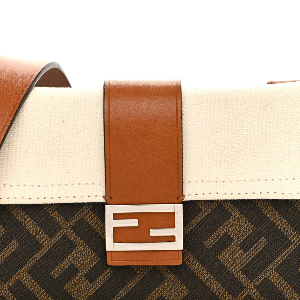 Glazed Fabric Cotton Vitello King Aura FF 1974 Baguette Belt Pouch Tobacco Moro Grezzo Cuoio