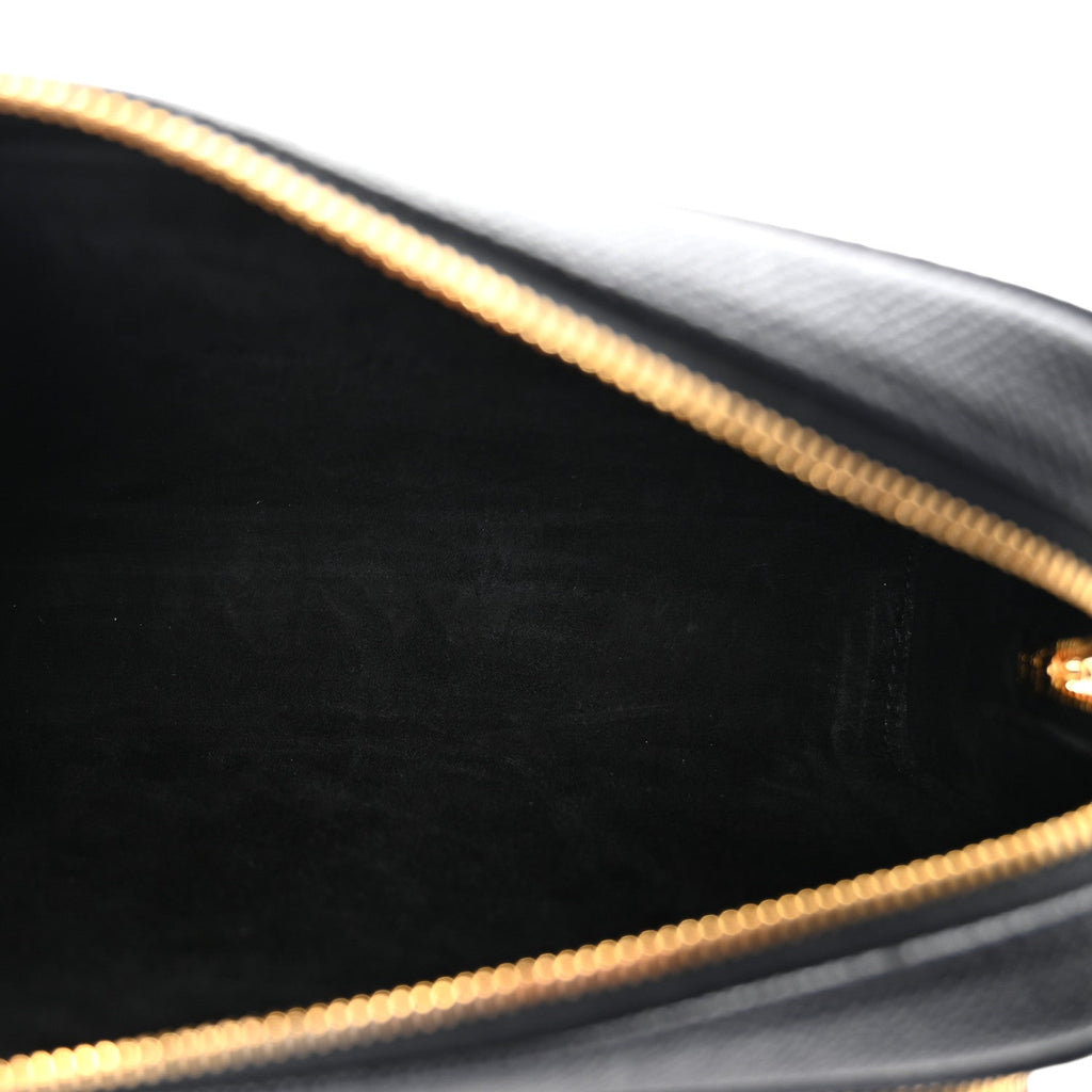 Grained Calfskin Caro Double Pouch Black