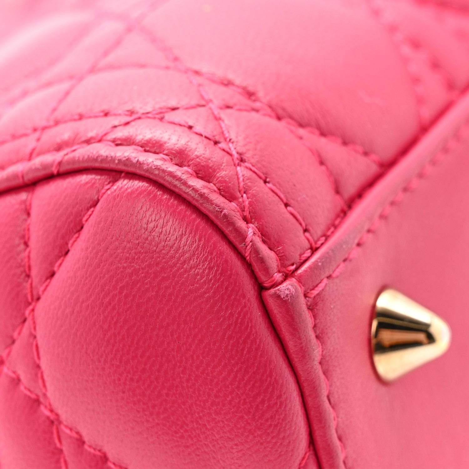 Lambskin Cannage Medium Lady Dior Fuchsia