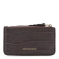 Calfskin Crocodile Embossed  Holder Wallet Burgundy