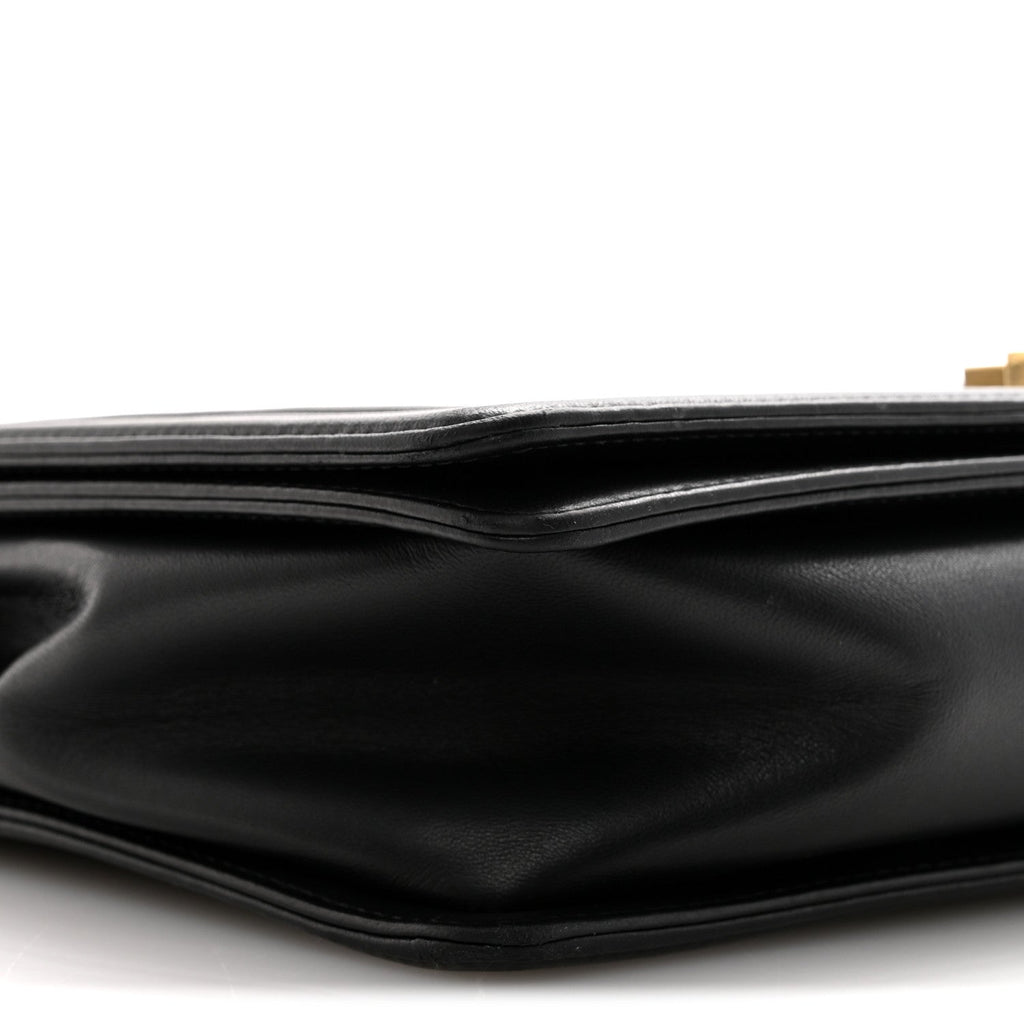 Lambskin Quilted Large Boy Flap Black