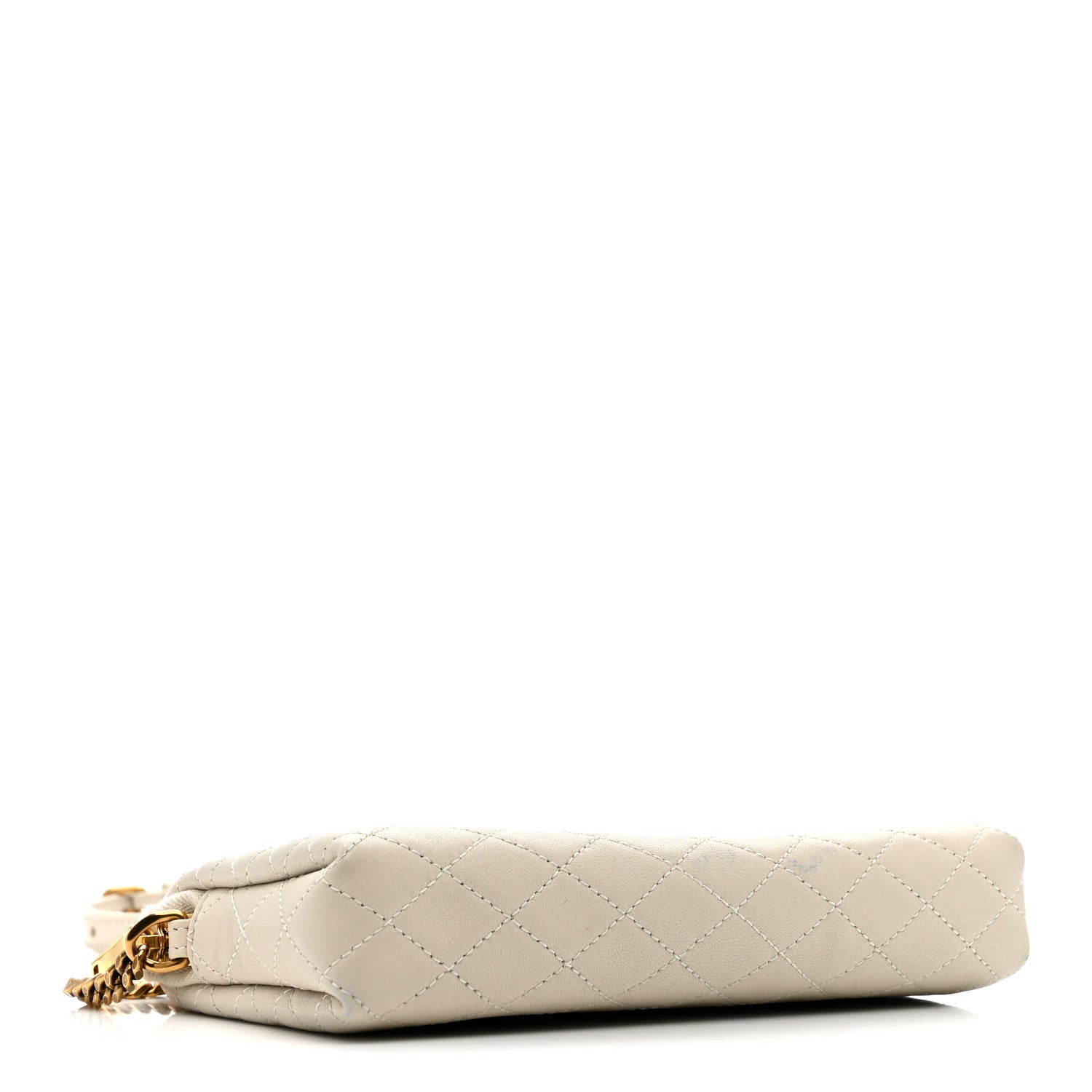Lambskin Quilted Gaby Zipped Pouch Crema Soft