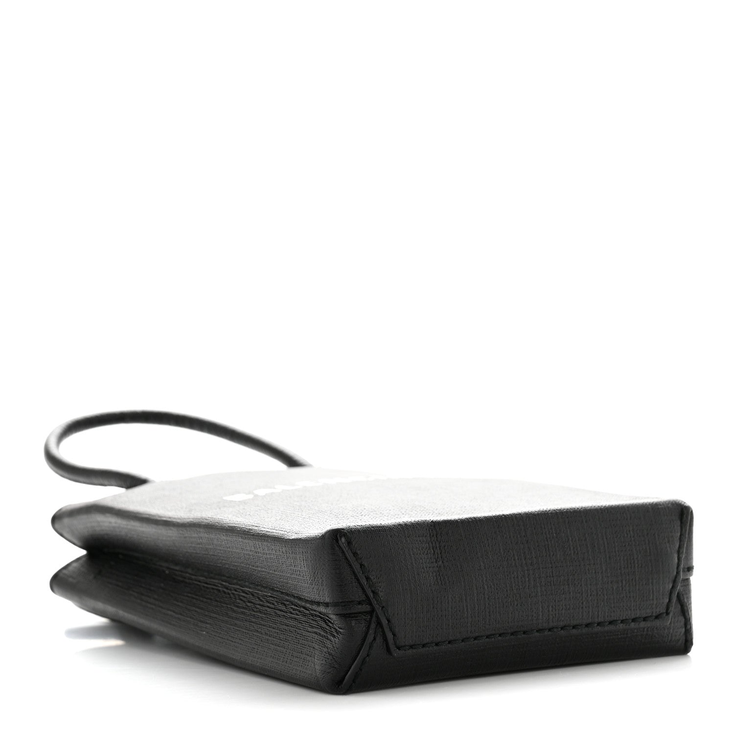 Squared Calfskin Logo Shopping Phone Holder Bag Black