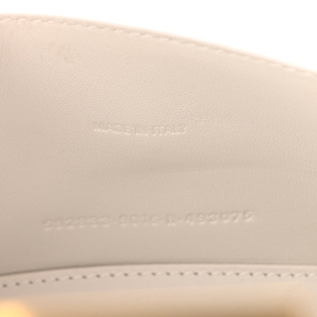 Shiny Calfskin Crocodile Embossed Hourglass Top Handle Bag XS White