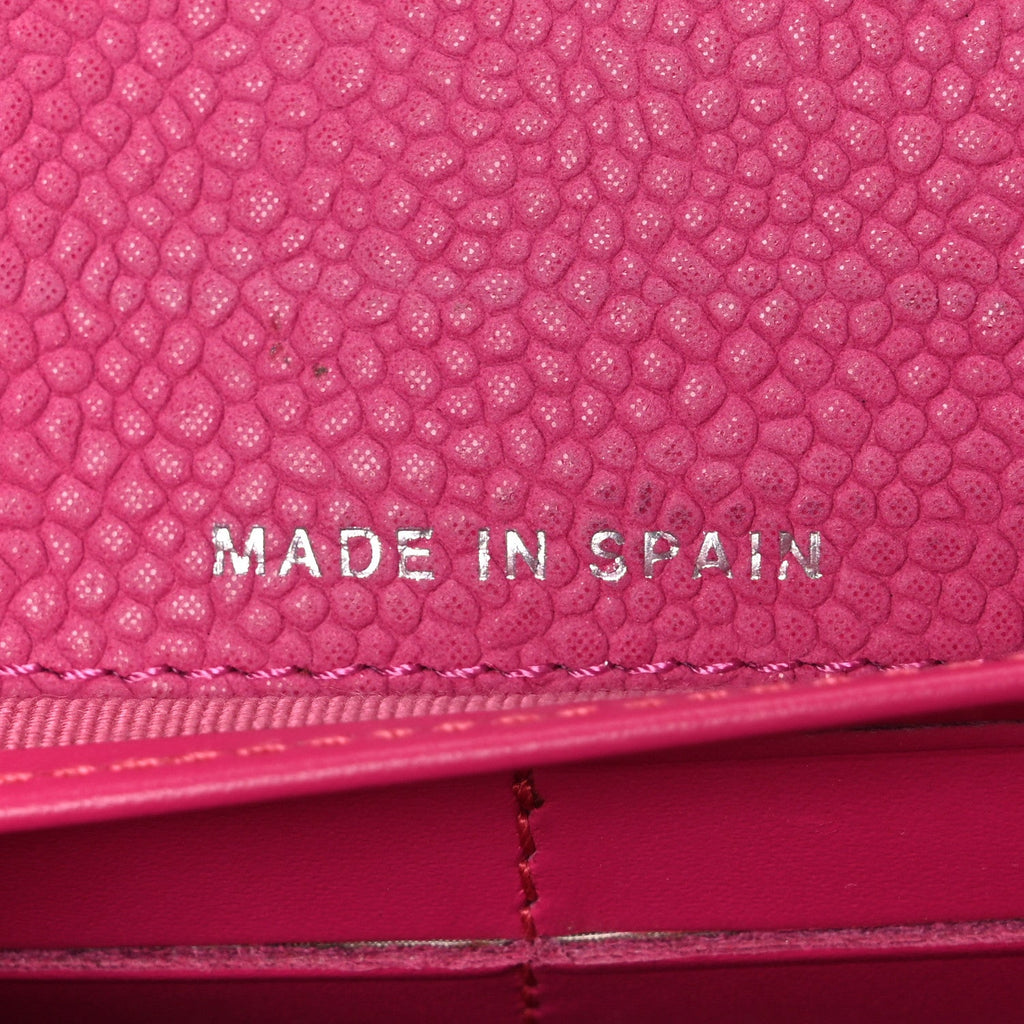 Caviar Quilted Large Gusset Flap Wallet Pink