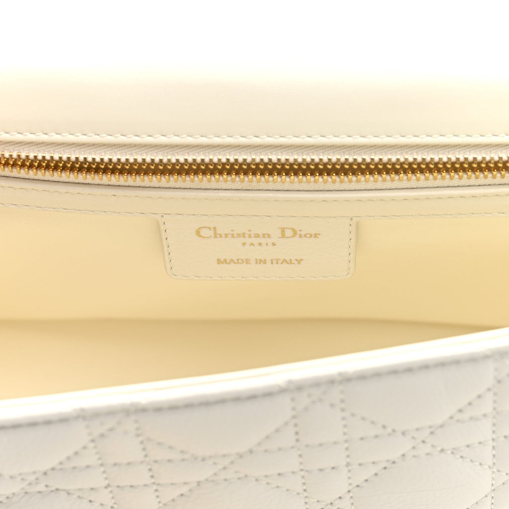 Grained Calfskin Cannage Large Caro Bag Ivory