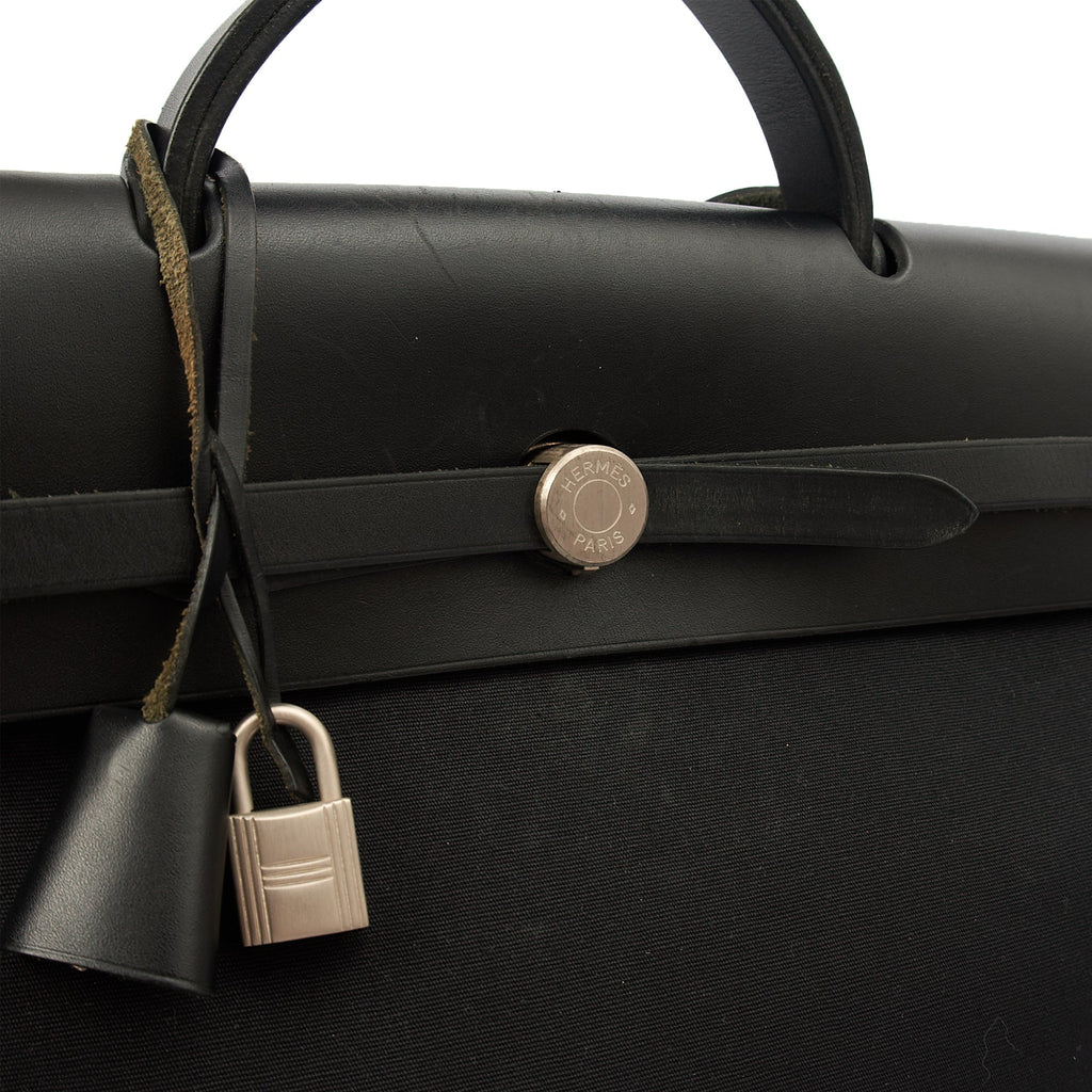 Hermes Tote Herbag Zip 39 in Black, Fabric