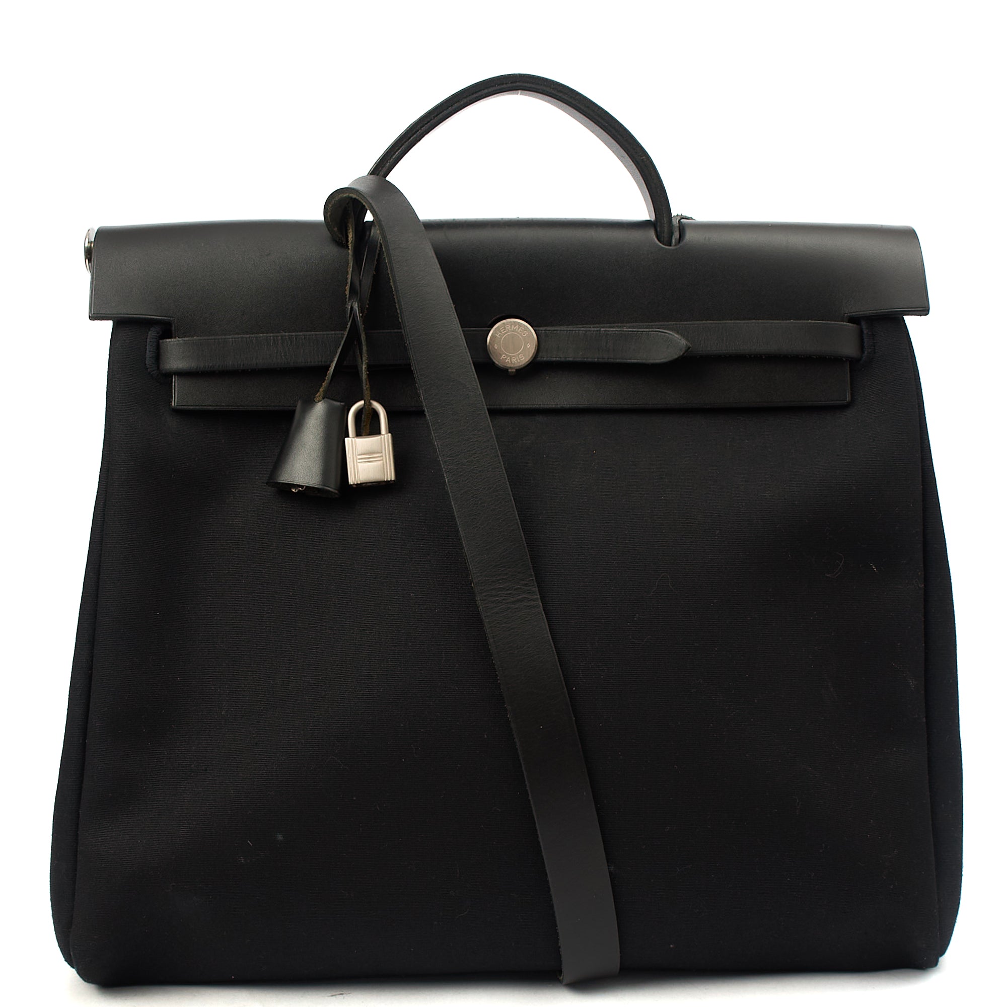 Hermes Tote Herbag Zip 39 in Black, Fabric