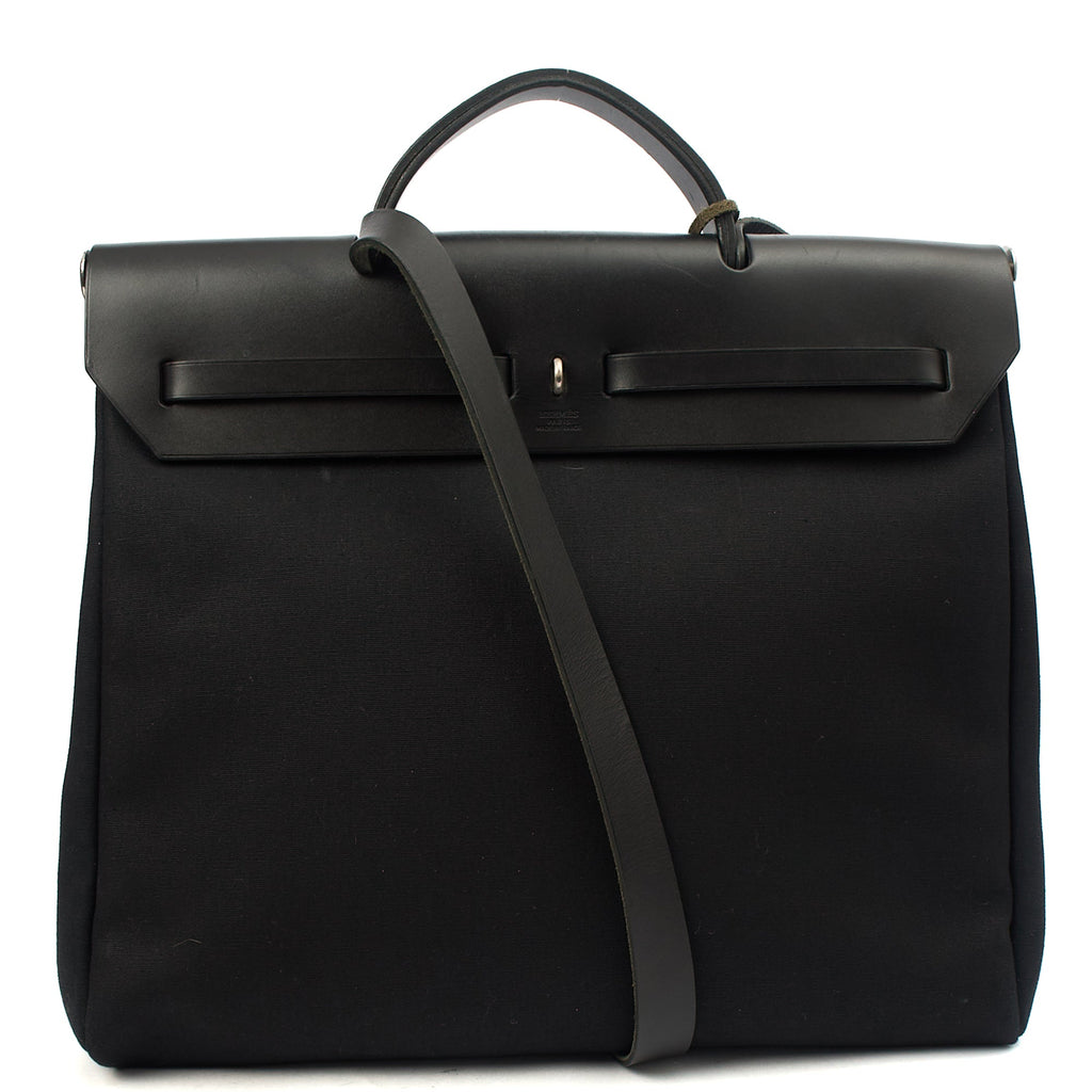 Hermes Tote Herbag Zip 39 in Black, Fabric