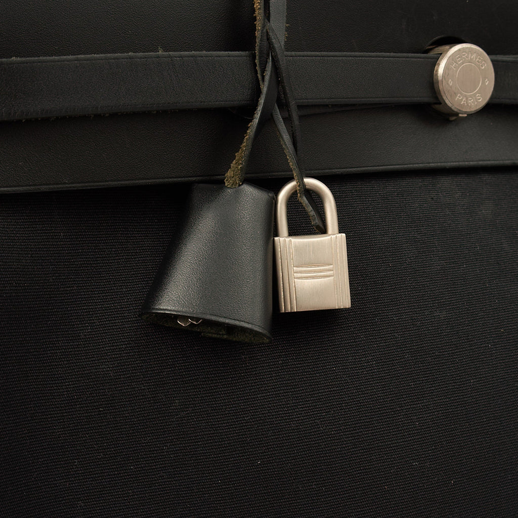 Hermes Tote Herbag Zip 39 in Black, Fabric
