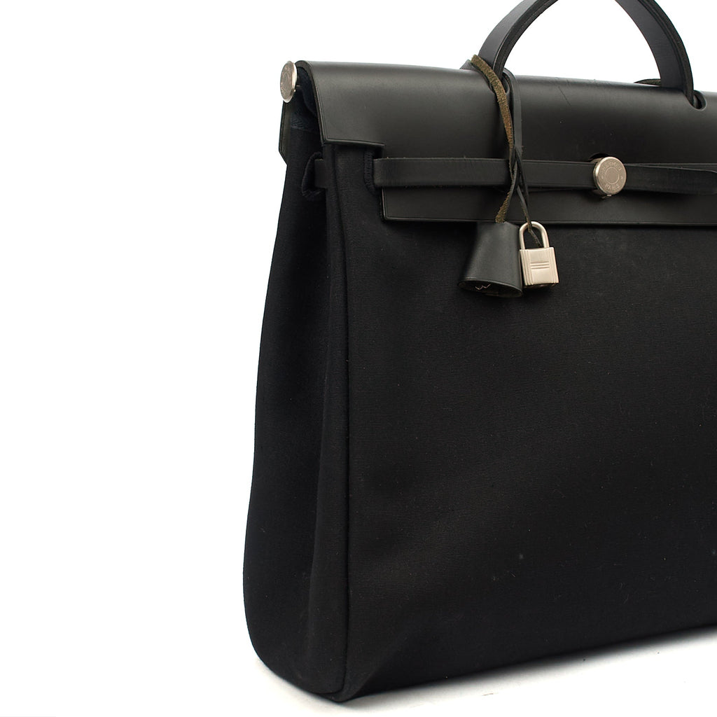 Hermes Tote Herbag Zip 39 in Black, Fabric