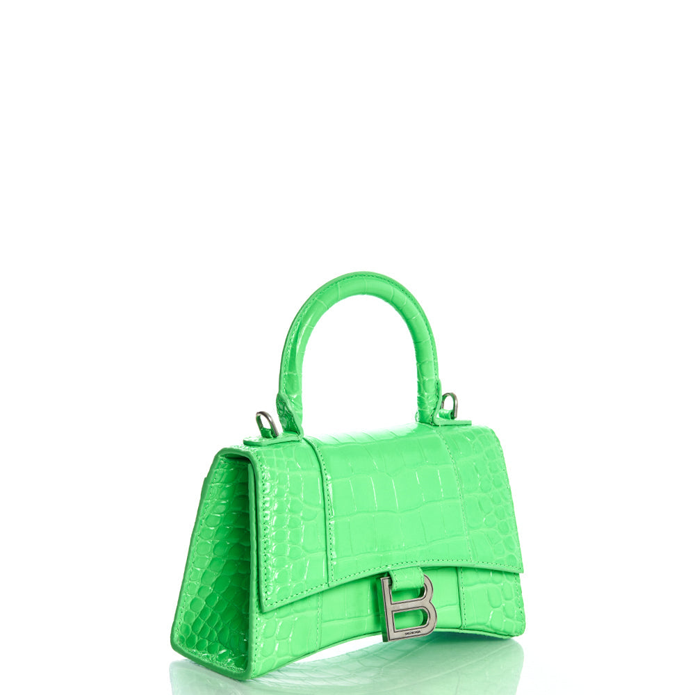 Balenciaga Top Handle Hourglass XS in Tempete, Exotic Effect Leather