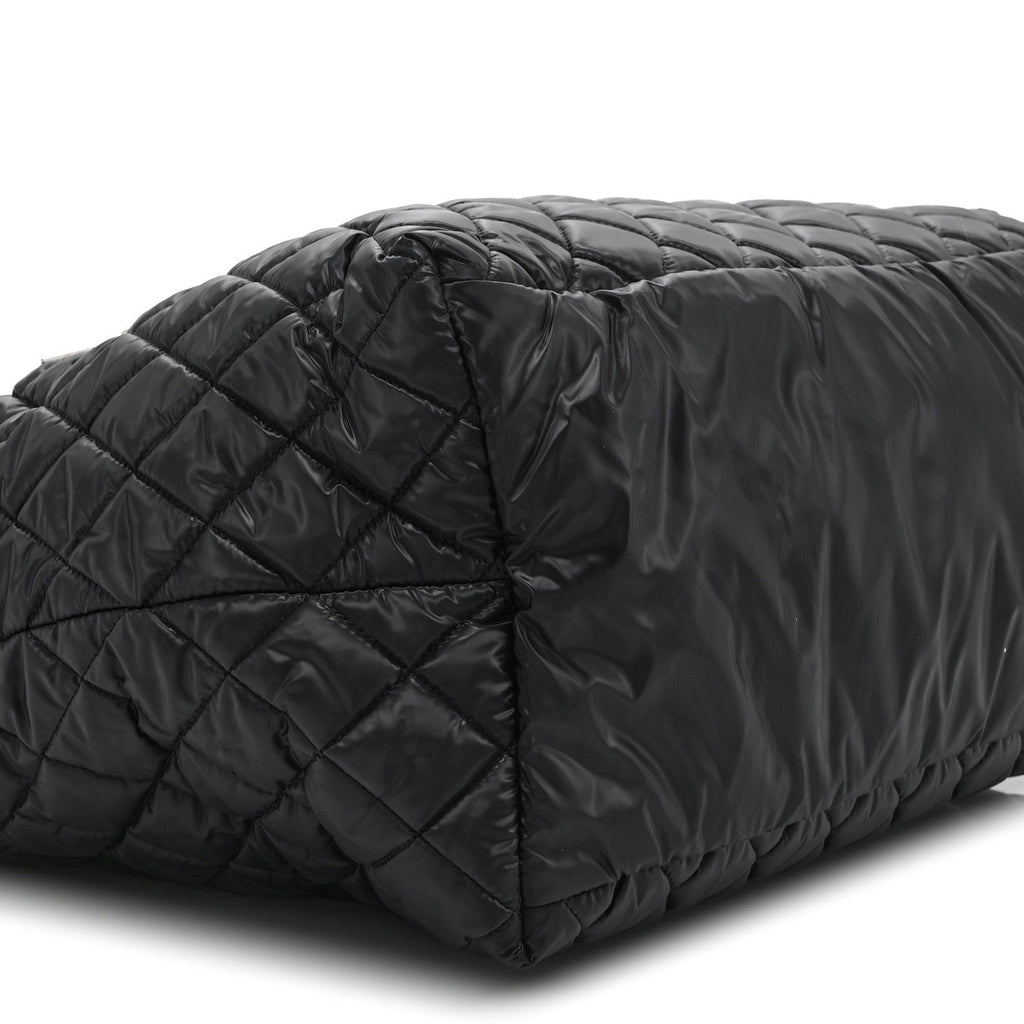 Nylon Quilted Large Coco Cocoon Tote Black