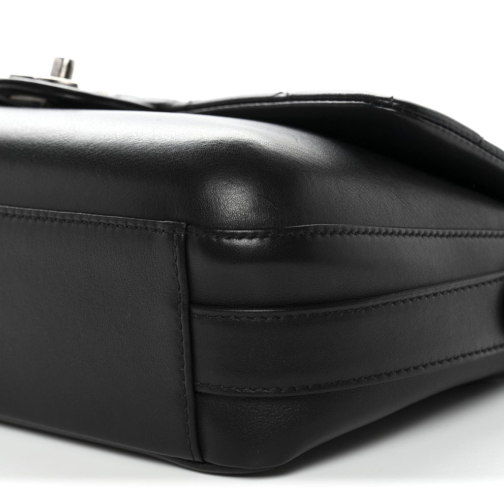 Calfskin Quilted Large Rock My Shoulder Flap Black