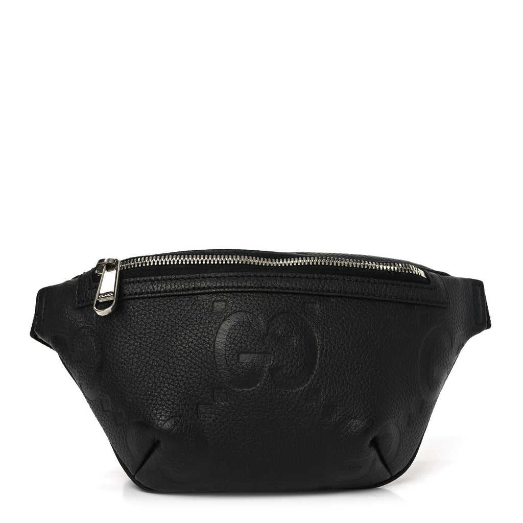 Piuma Calfskin Jumbo GG Embossed Small Belt Bag Black