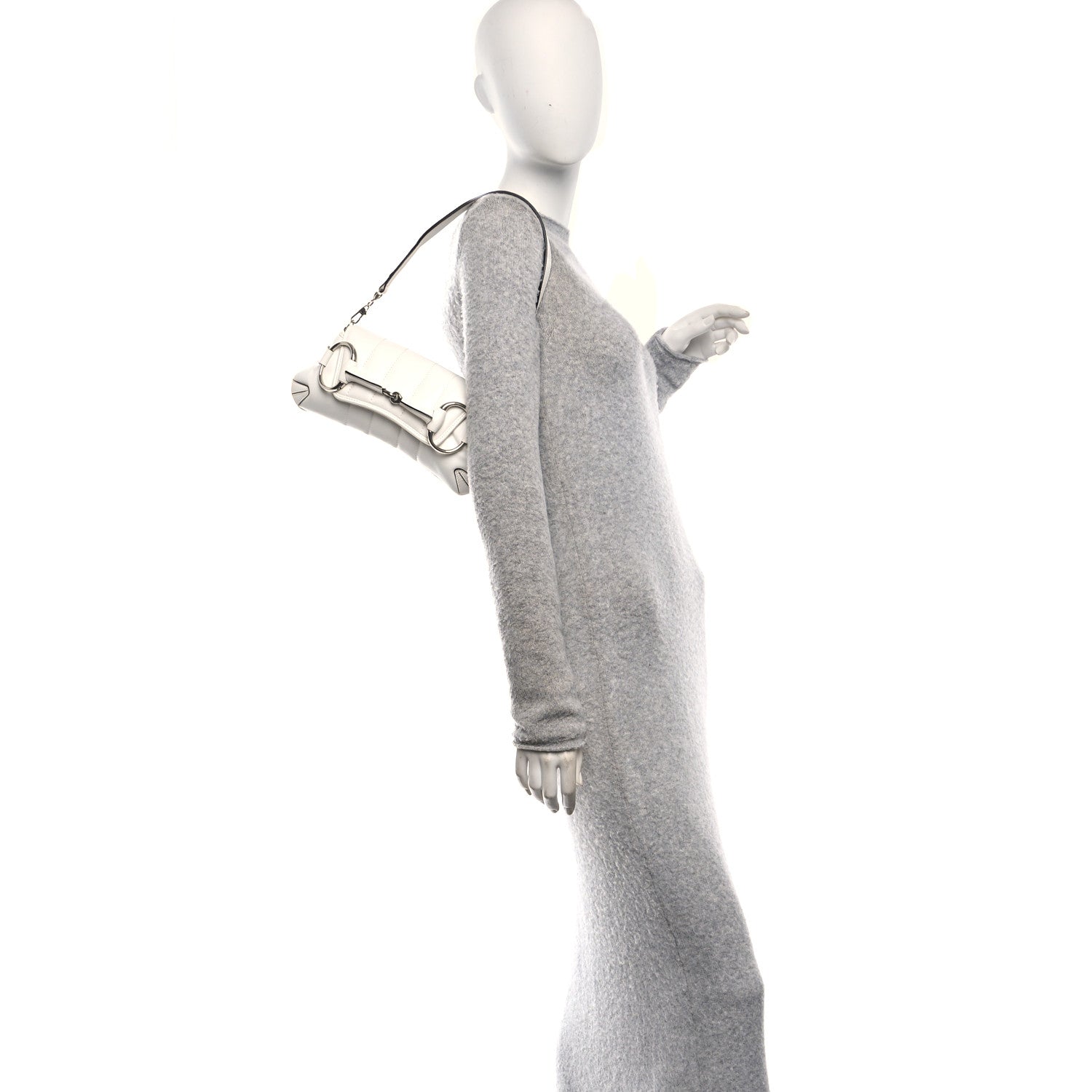 Nappa Vertical Matelasse Small Maxi Horsebit Chain Shoulder Bag Great White