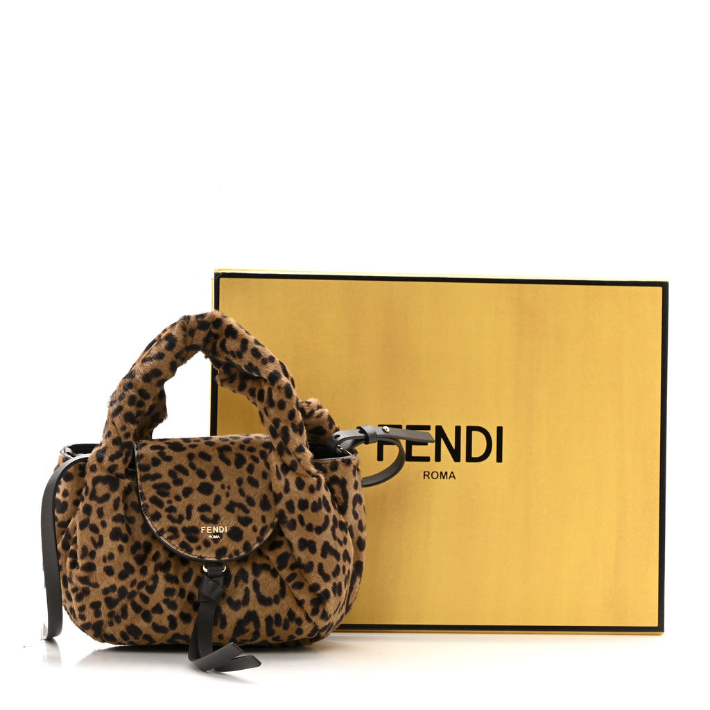 Cavallino Vitello Leopard Print Mini Spy Bag Marrone