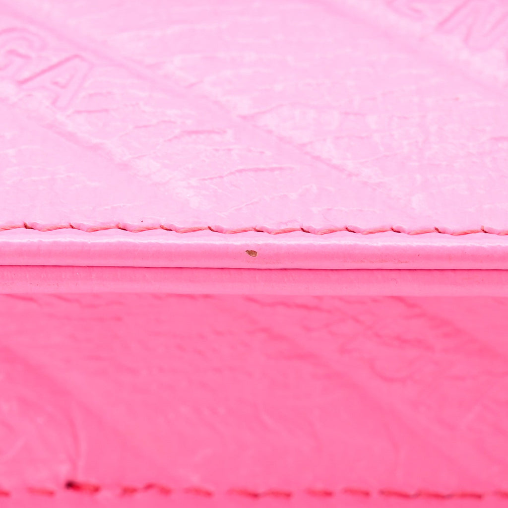 Shiny Goatskin Logo Embossed BB Wallet On Chain Acid Pink