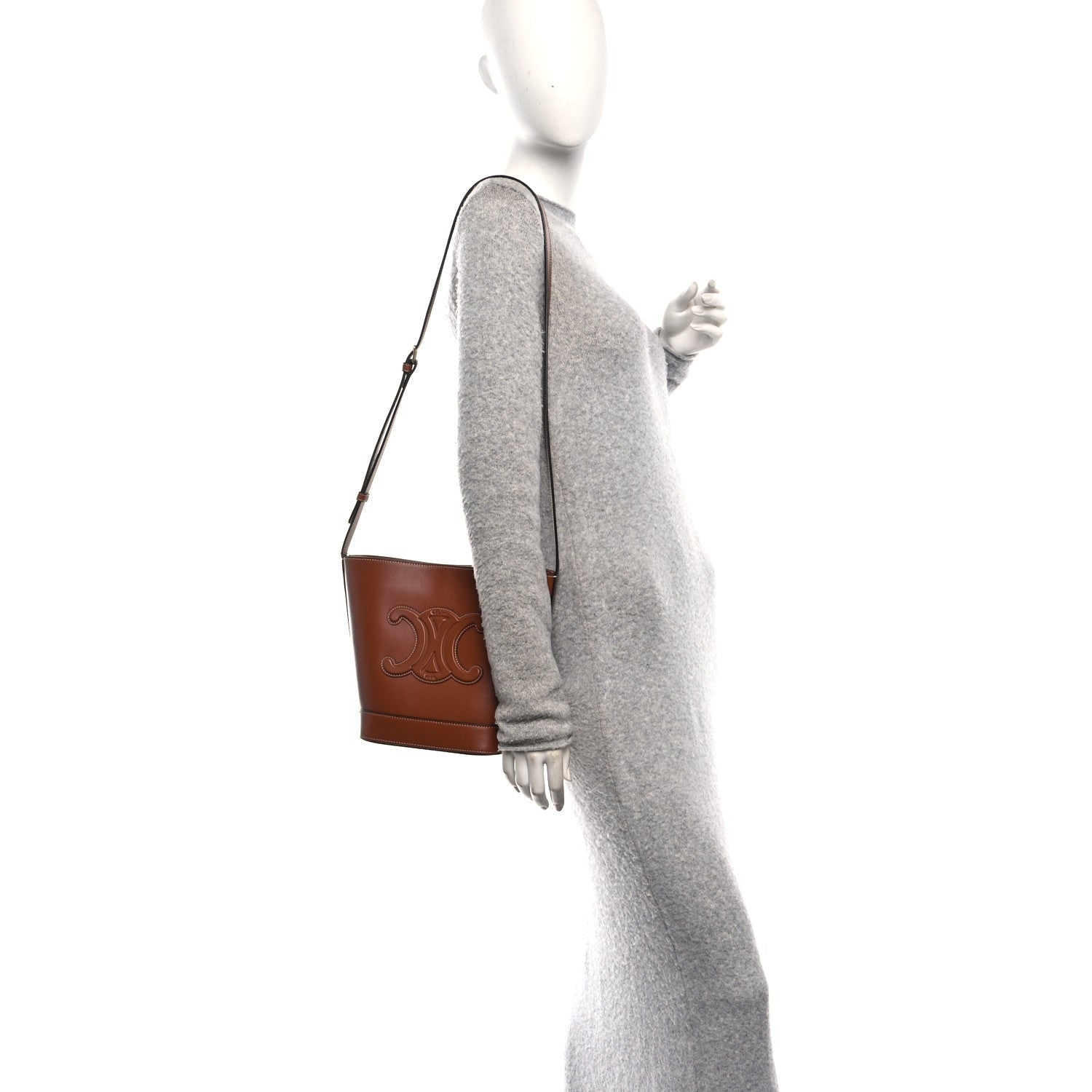 Smooth Calfskin Small Cuir Triomphe Bucket Bag Tan