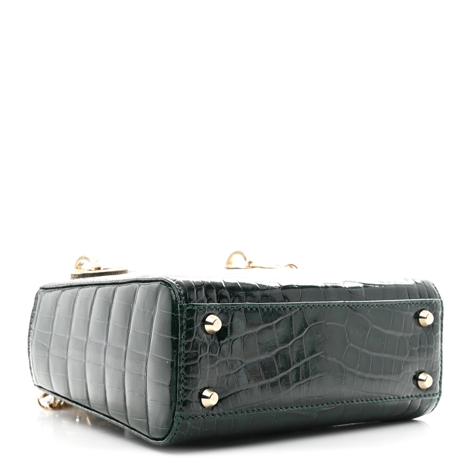 Alligator Crystal Mini Lady Dior Dark Green